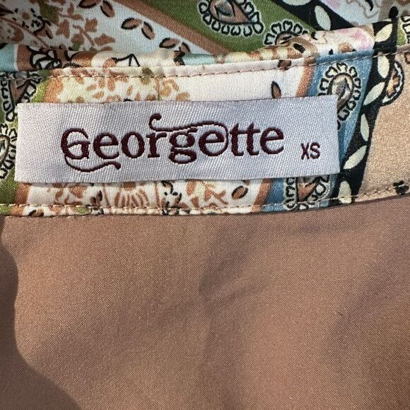 Georgette Elegant Paisley Print Button Down Maxi Boutique Dress Size XS - Picture 9 of 12